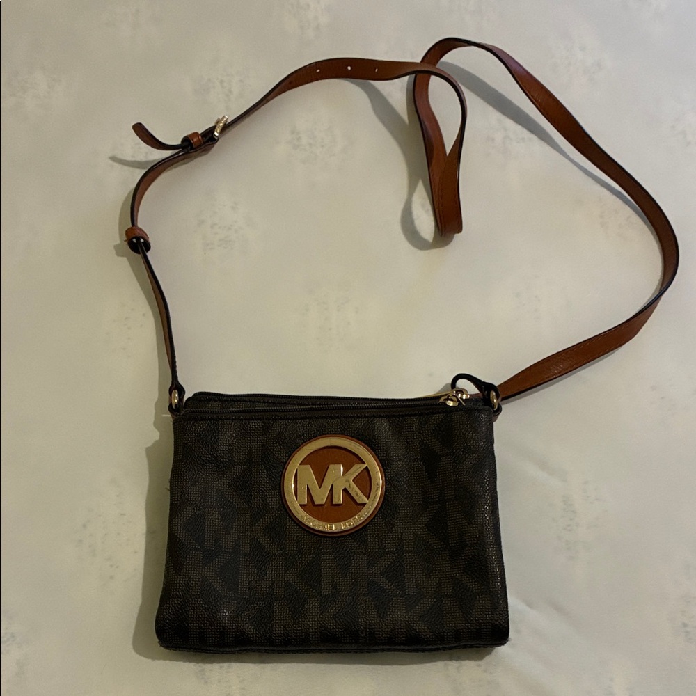 Michael Kors Black and Brown gold Crossbody Bag